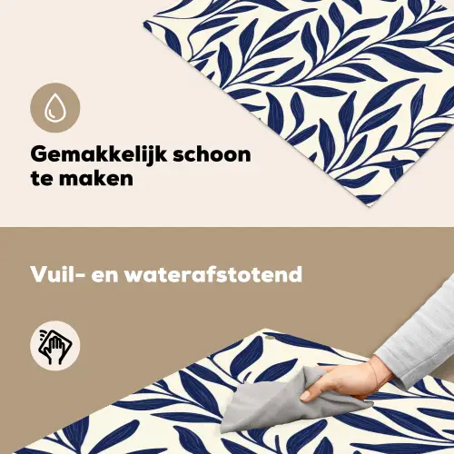 Bladeren - Klimop - Donkerblauw Inductie beschemer met haakjes klein -ky-schoon-nl