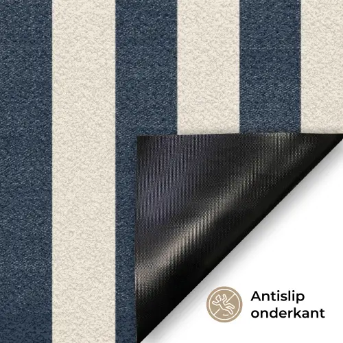 Verticale strepen - Blauw - Crème Deurmat klein 898 -antislip_NL