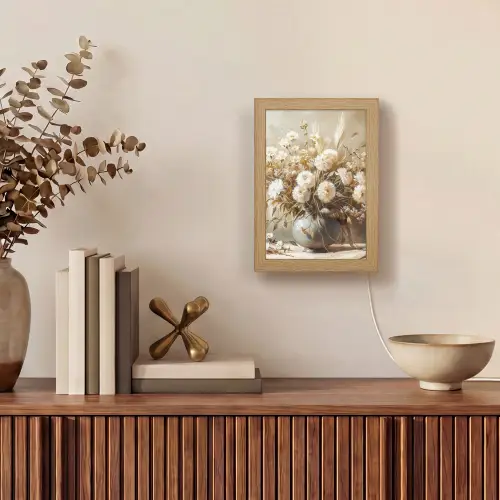 Bloemen - Vaas - Stilleven - Beige Light Box met kabel (Tafellamp) klein -sfeer2
