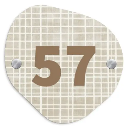 Beige raster - Traditioneel Naambord Organisch middel -3d