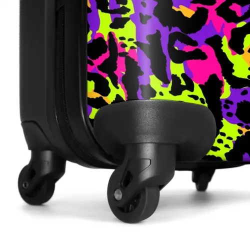 Neon panterprint op paars met kleurrijke accenten NBS - Handbagage koffer - Volwassenen Unisex middel -wiel