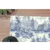 Huizen - Bomen - Water - Vogels - Blauw muismat rubber klein 262 -closeup
