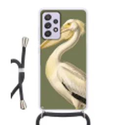 Pelikaan - Wit - Vogel - Klassiek - Natuur Hoesje Samsung Galaxy A52 5G met koord klein -3d