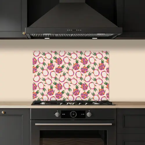 Drakenfruit - Patroon - Roze keuken achterwand spatscherm klein 900 -sfeer1