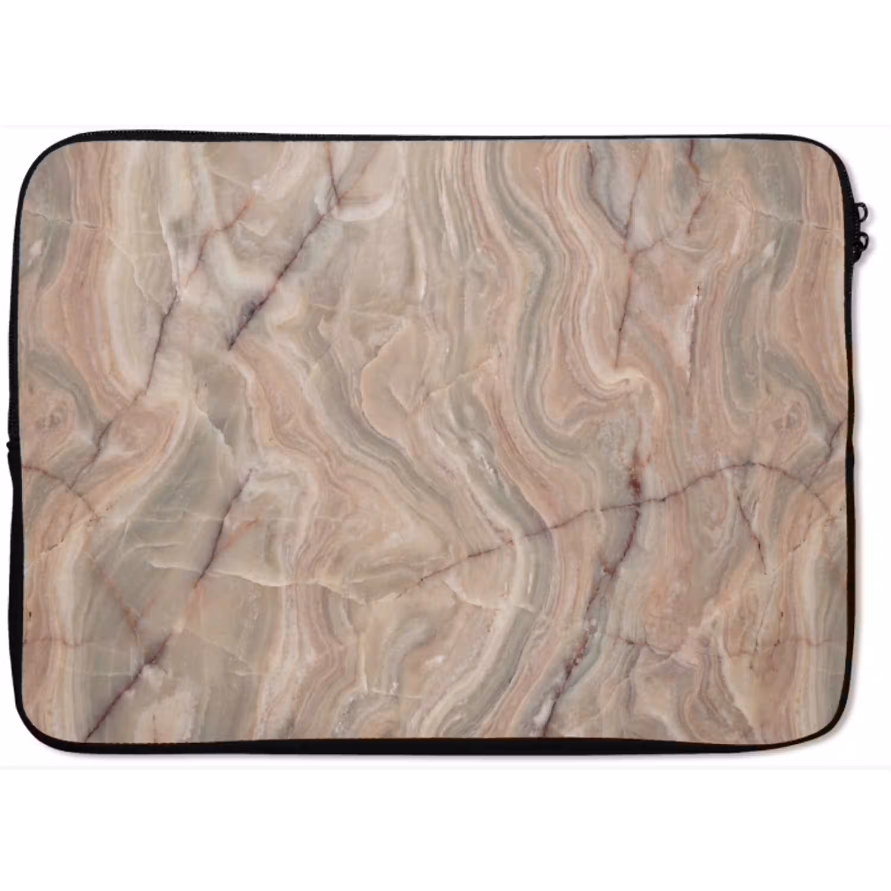 Marmer - Patroon - Abstract - Beige - Groen laptophoes neopreen klein -zkaufland3dotto