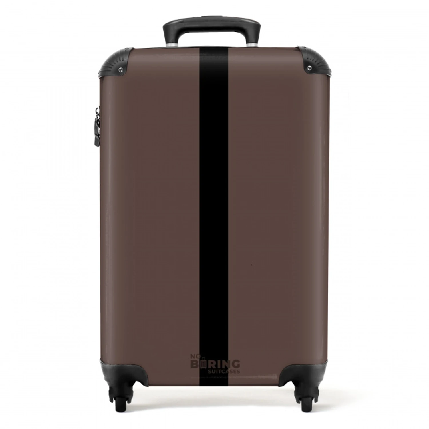 Minimal - Donkerbruin met zwarte streep NBS - Handbagage koffer - Unisex middel -productfoto_recht