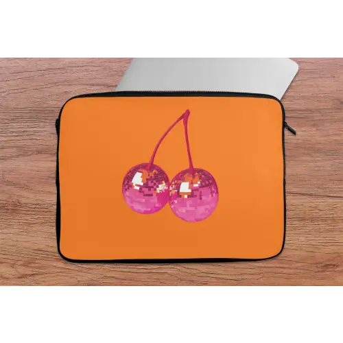 Discoballen - Kers - Spiegels - Roze laptophoes neopreen klein -tafel