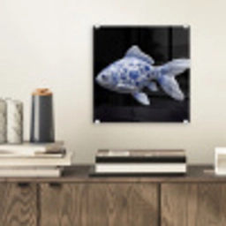 Porselein - Goudvis - Delfts - Blauw plexiglas 5mm klein -sfeer1