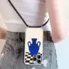 Vaas - Blauw - Geblokt - Modern Hoesje iPhone 16 Pro Max met koord klein -sfeer5