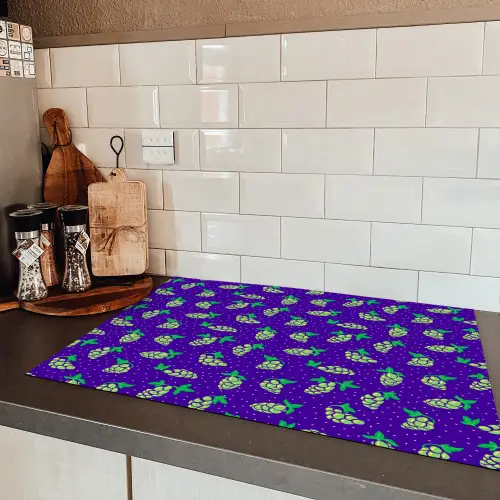 Paars - Groen - Druiven - Blaadjes Inductie beschermer vinyl 3mm klein 276 -sfeer3