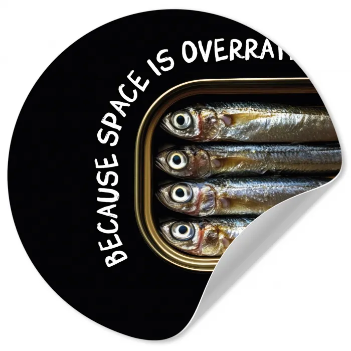 Sardines - Tekst - Vis - Blik Wandcirkel behangsticker klein -3d