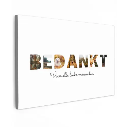 Bedankt - Lettercollage Tuinposter op houten frame 2 cm dik klein -3d