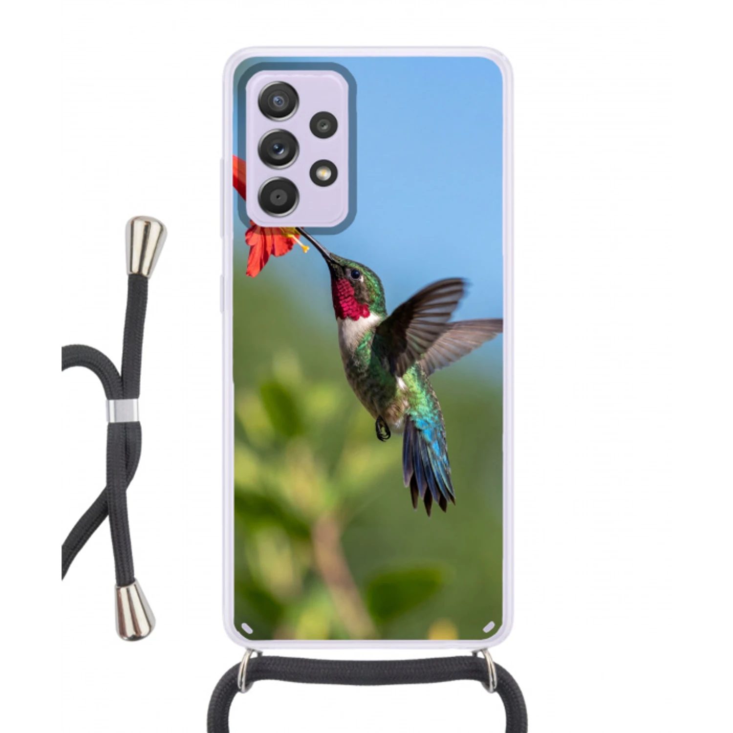 Kolibrie - Bloem - Natuur - Groen Hoesje Samsung Galaxy A52 5G met koord klein -3d
