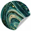Marmerlook - Luxe - Goud - Turquoise - Glitter Wandcirkel behangsticker klein -3d