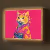 Kat - Kimono - Bloemen - Roze Light Box met batterij (Wandlamp) middel -z3d_website