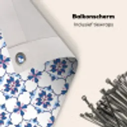 Modern - Patroon - Blauw - Roze Balkonbeschermer Duitsland klein 596 -closeup_NL