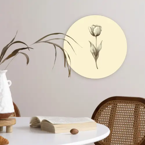 Illustratie - Tulp - Zwart Wandcirkel plexiglas klein -sfeer4