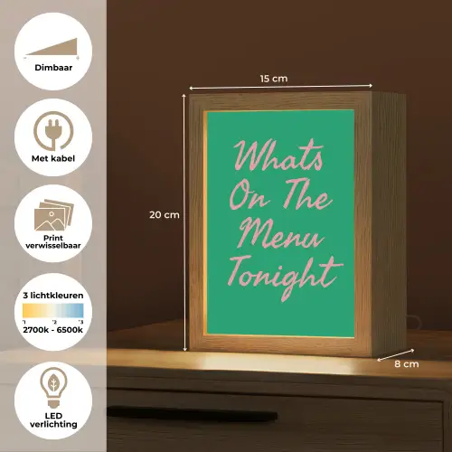 Menu - Quote - Roze Light Box met kabel (Wandlamp) klein -USP_websiteoverzichtNL