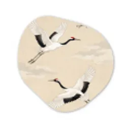Kraanvogels - Bloesem - Beige Wandcirkel Organisch Aluminium middel -3d