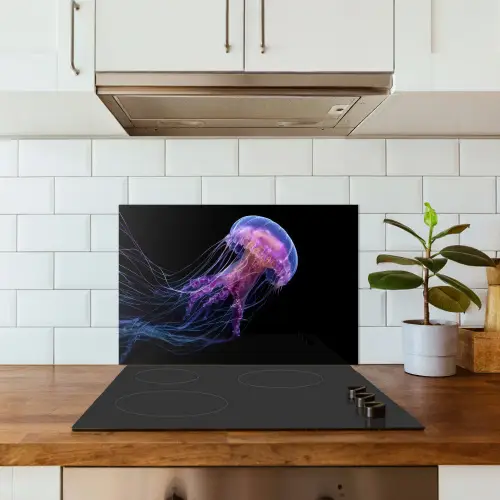 Kwal - Doorzichtig - Roze - Tentakels keuken achterwand spatscherm klein -sfeer2