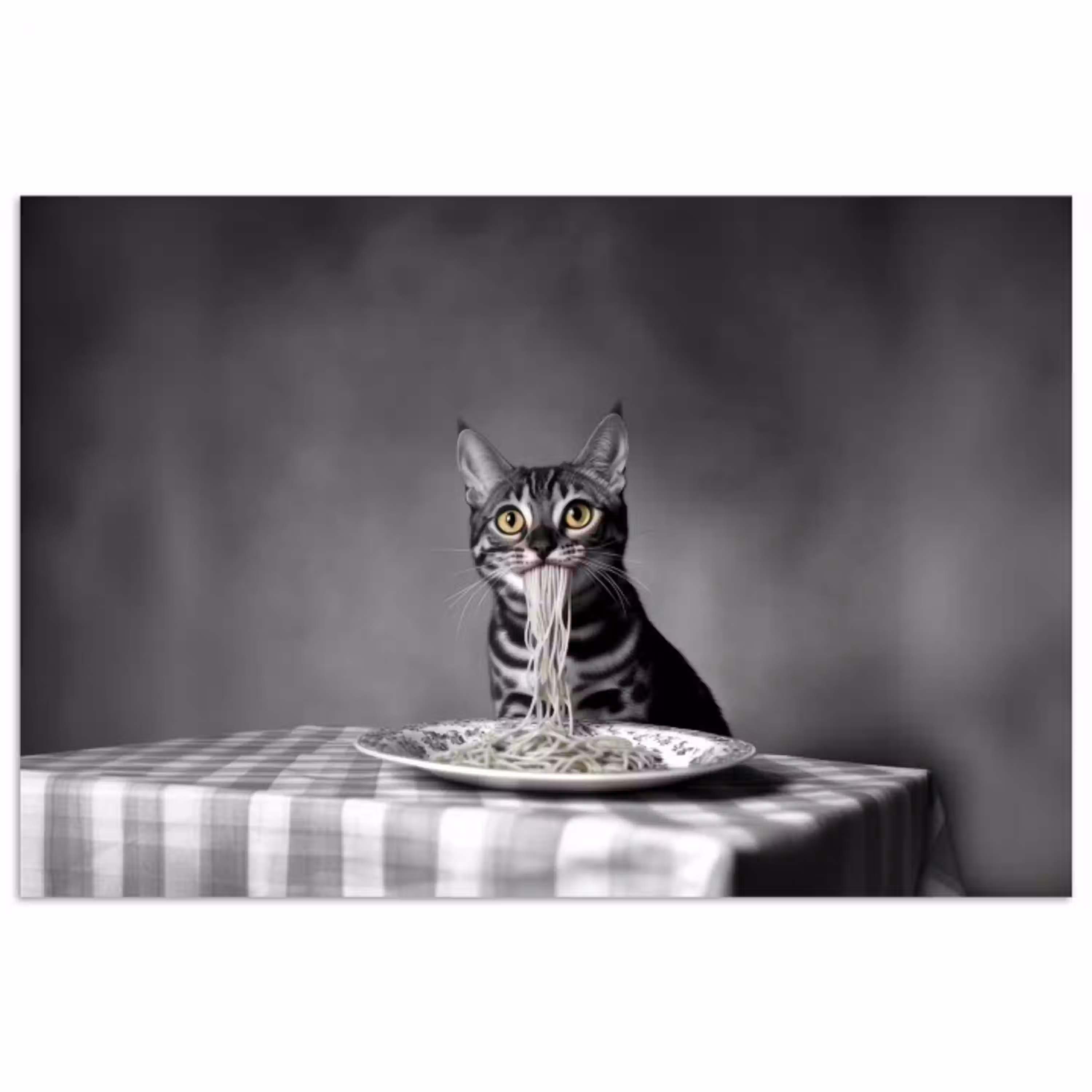 Bengaal - Kat - Tafelkleed - Zwart - Wit - Dier poster papier klein -3d