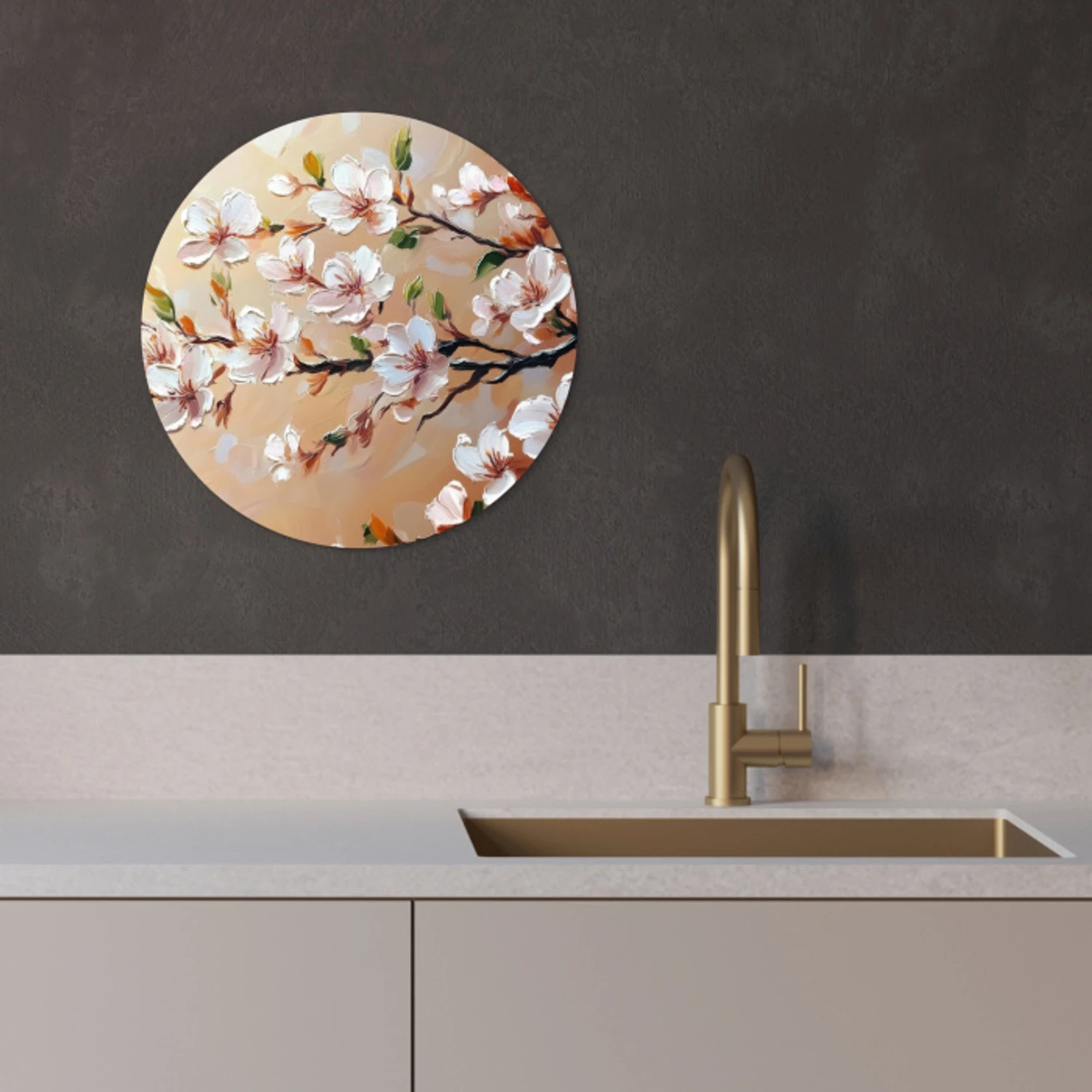 Bloesemtakken - Schilderachtig - Roze KitchenYeah - Keuken - Wandcirkel Forex klein -sfeer1