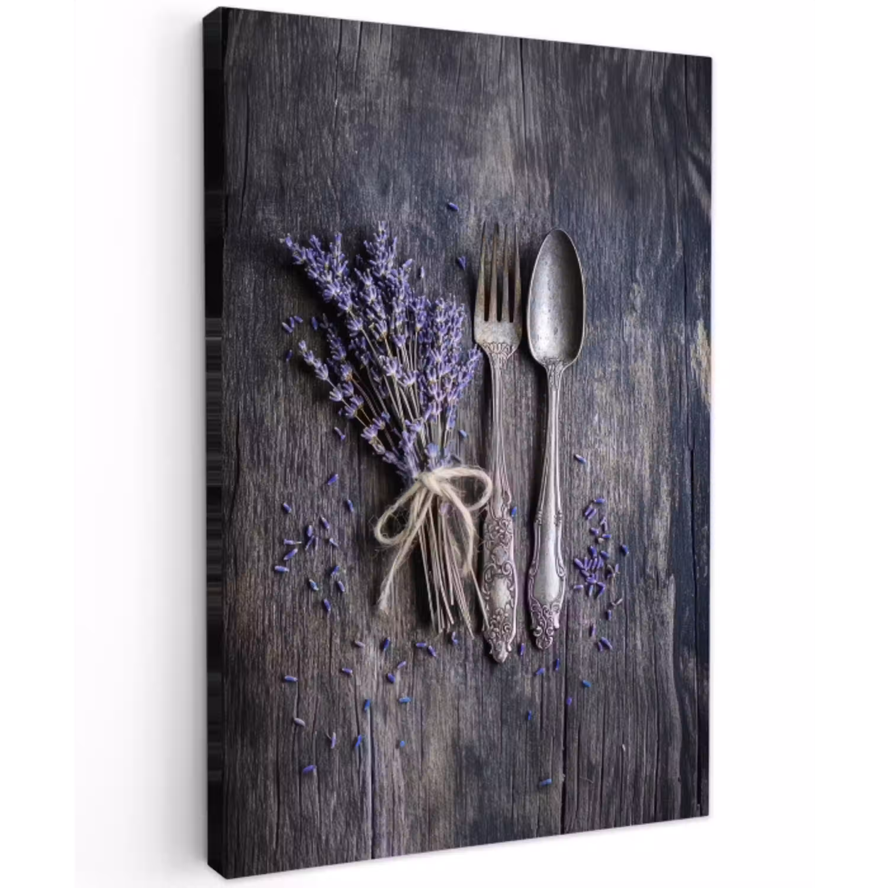 Lavendel - Lepel - Vork Tuinposter op houten frame 2 cm dik middel -3d