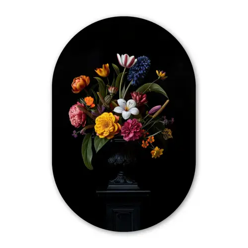 Lente - Bloemen - Klassiek - Vaas Wandcirkel Ovaal Glas middel -3d