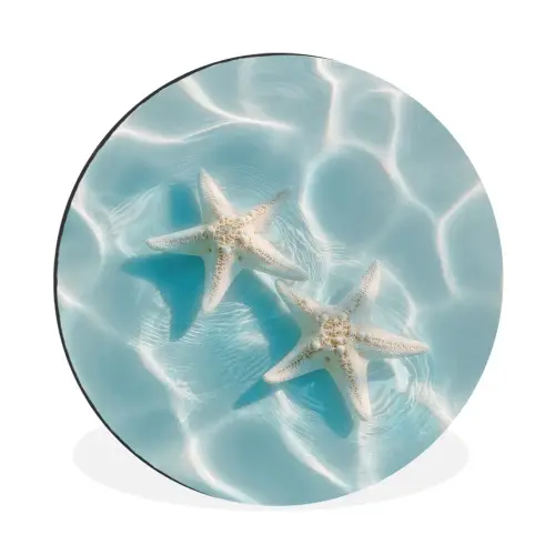 Zeesterren - Golvend water - Rustgevend Wandcirkel aluminium klein -3d