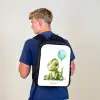 Dino met blauwe ballon Rugzak - Zwart middel -sfeer8