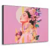 Vrouw - Bloemen - Paars - Abstract Textielframe zwart klein -3d