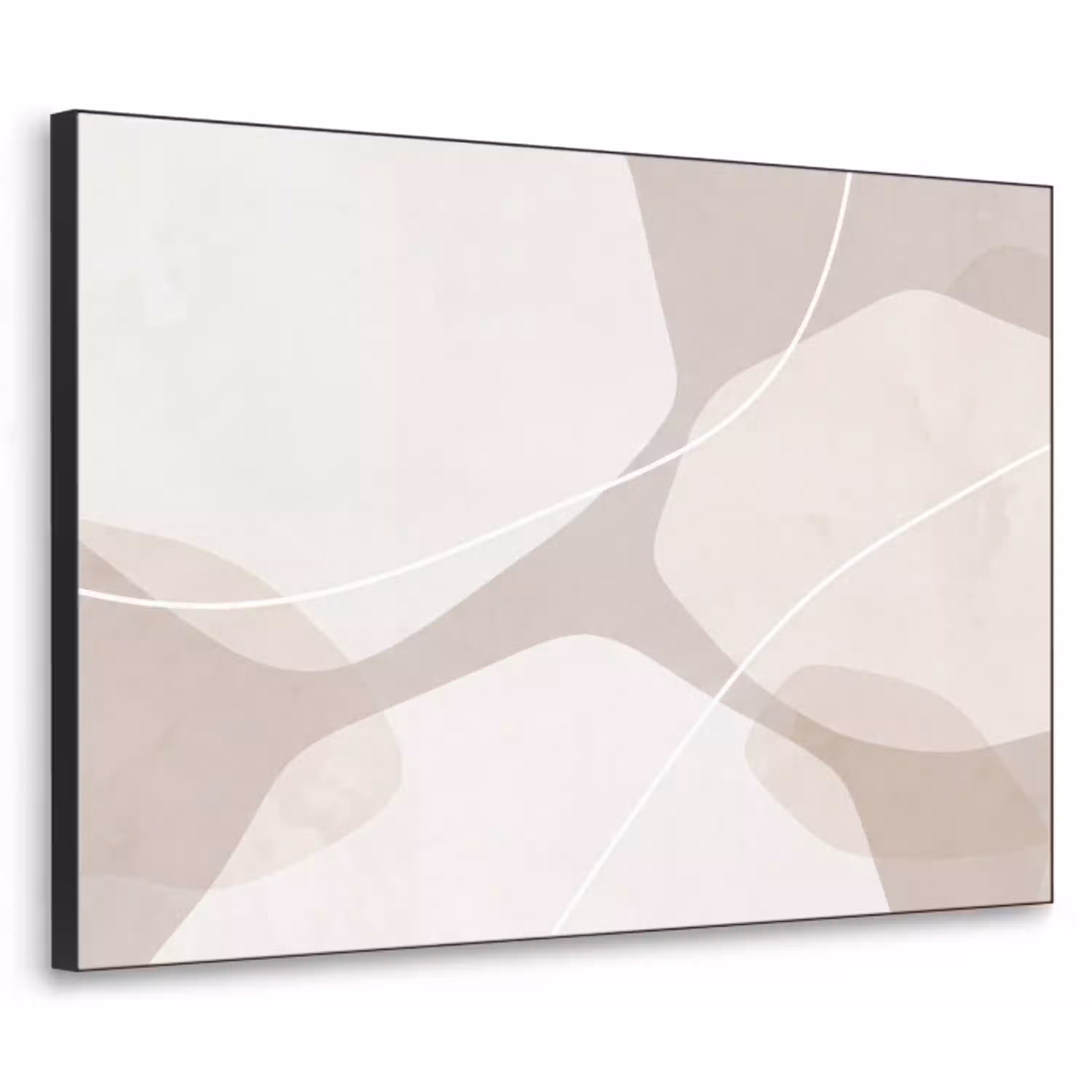 Abstract - Vormen - Beige Textielframe zwart klein -3d