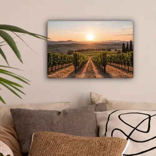 Wijngaard - Zonsondergang - Landschap canvas 2cm klein -sfeer1