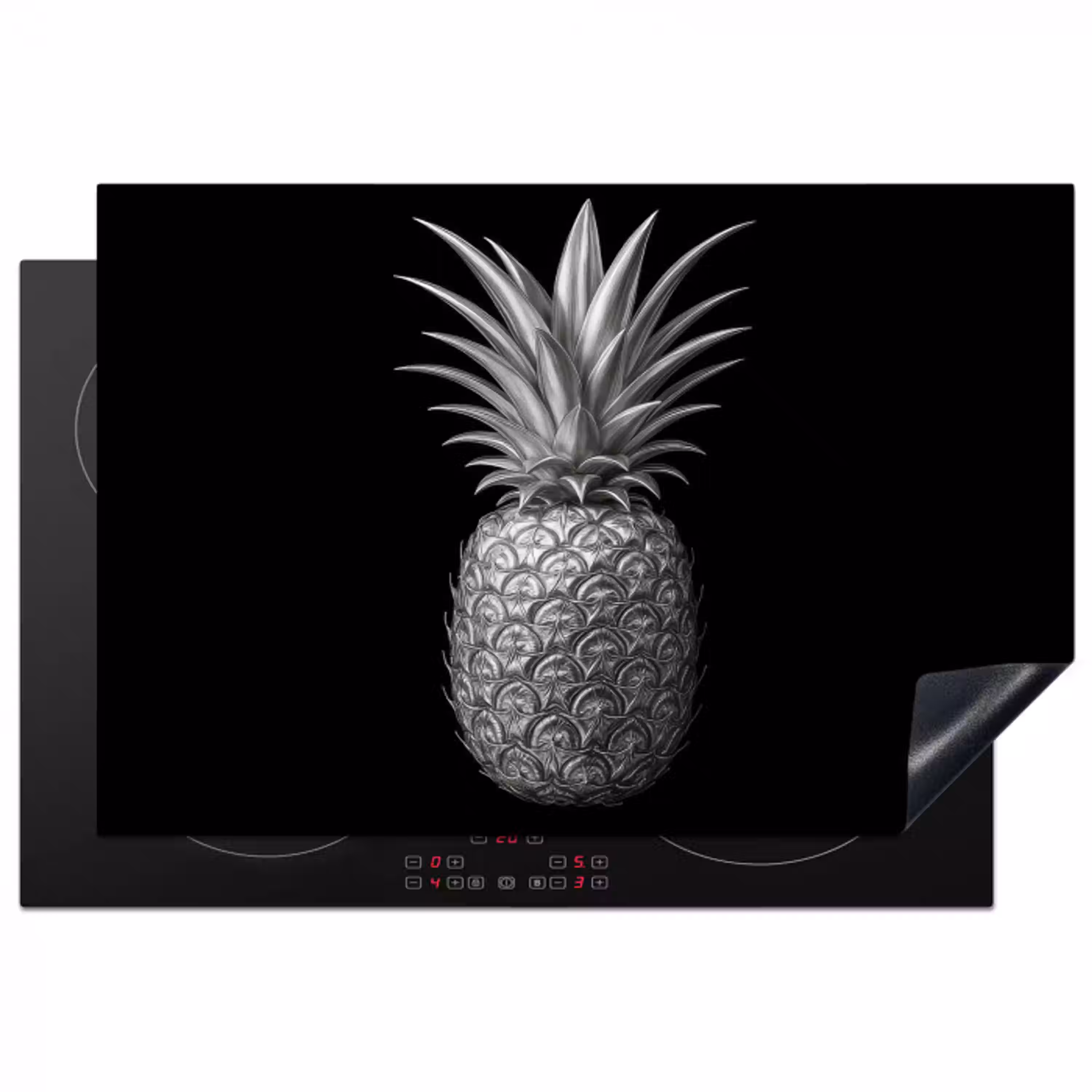 Ananas - Gedetailleerd - Bladeren Inductie beschermer vinyl 3mm klein -3d