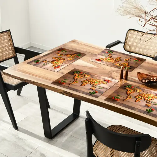 Wereldkaart - Pizza - Houten ondergrond Placemat vinyl groot -zzsfeer4_Kitchenyeah-website
