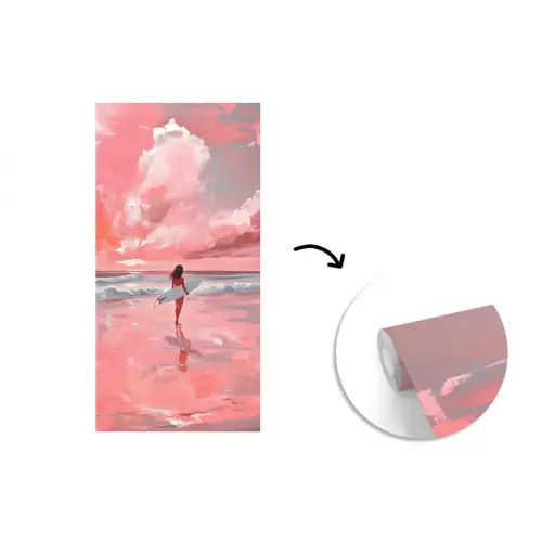 Roze - Surfen - Zee fotobehang vinyl groot -3d