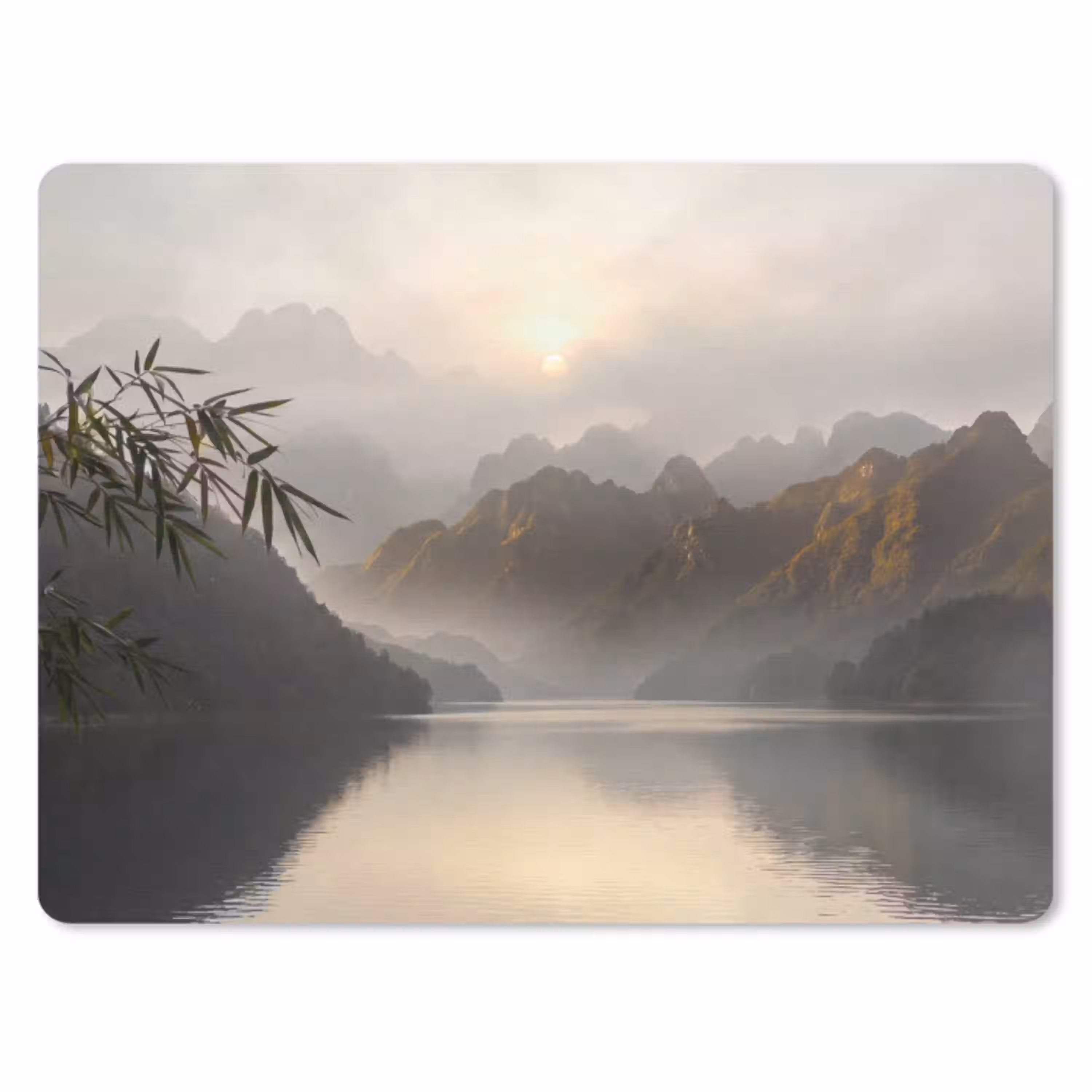 Bergen - Water - Mist - Natuur - Landschap muismat rubber klein -3d
