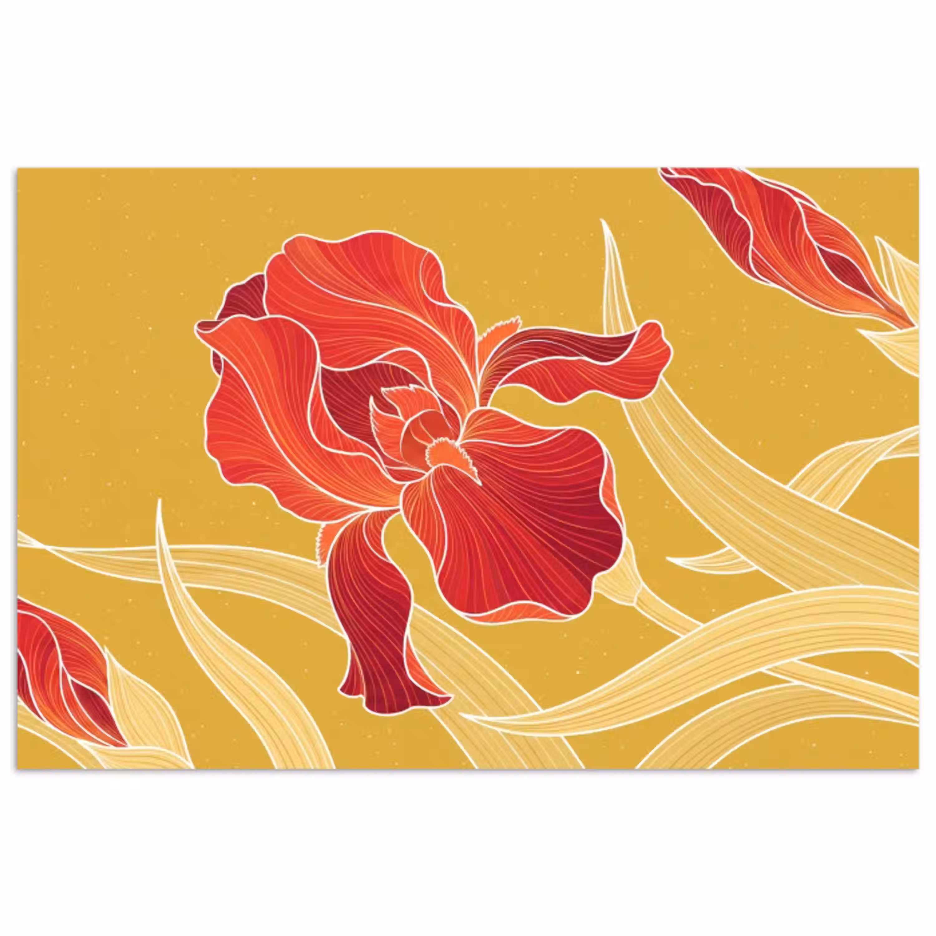Bloemen - Illustratie - Rood poster papier klein -3d