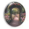 Doorkijk - Bloemen - Pad - Natuur - Kleurrijk Akoestische PET Vilt - Rond klein -3d