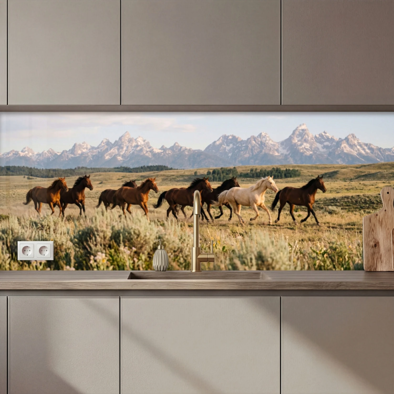 Paarden - Kudde - Bergen - Vrijheid - Wild keuken achterwand 2 middel zz_3dshopping