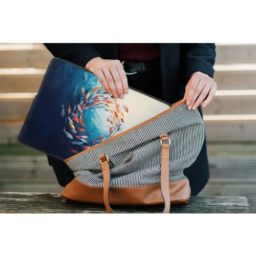 Zee - Vissen - Kleurrijk - Dynamisch laptophoes neopreen klein -tas