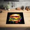 Hamburger - Graffiti - Verf - Kleurrijk - Eten - Abstract Inductie beschermer vinyl 3mm middel -sfeer5