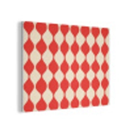 Golvend patroon - Retro - Rood - Beige PET vilt klein 837 -3d