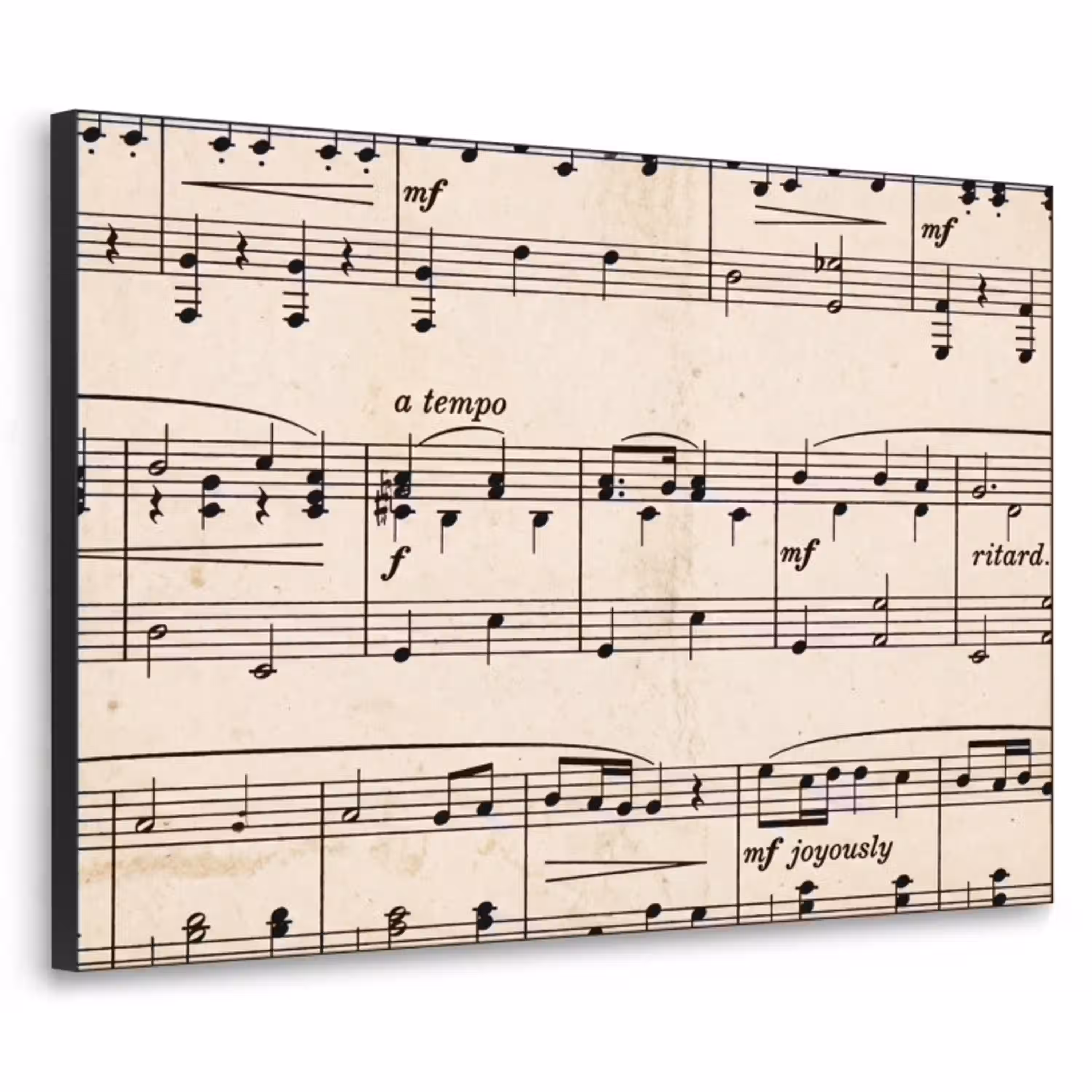 Muzieknotatie - Notenbalken - Kunst - Klassiek - Beige Textielframe zwart klein -3d