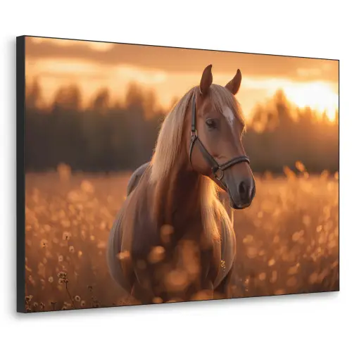 Paard - Natuur - Dier - Bruin - Dieren portret Textielframe zwart klein -3d