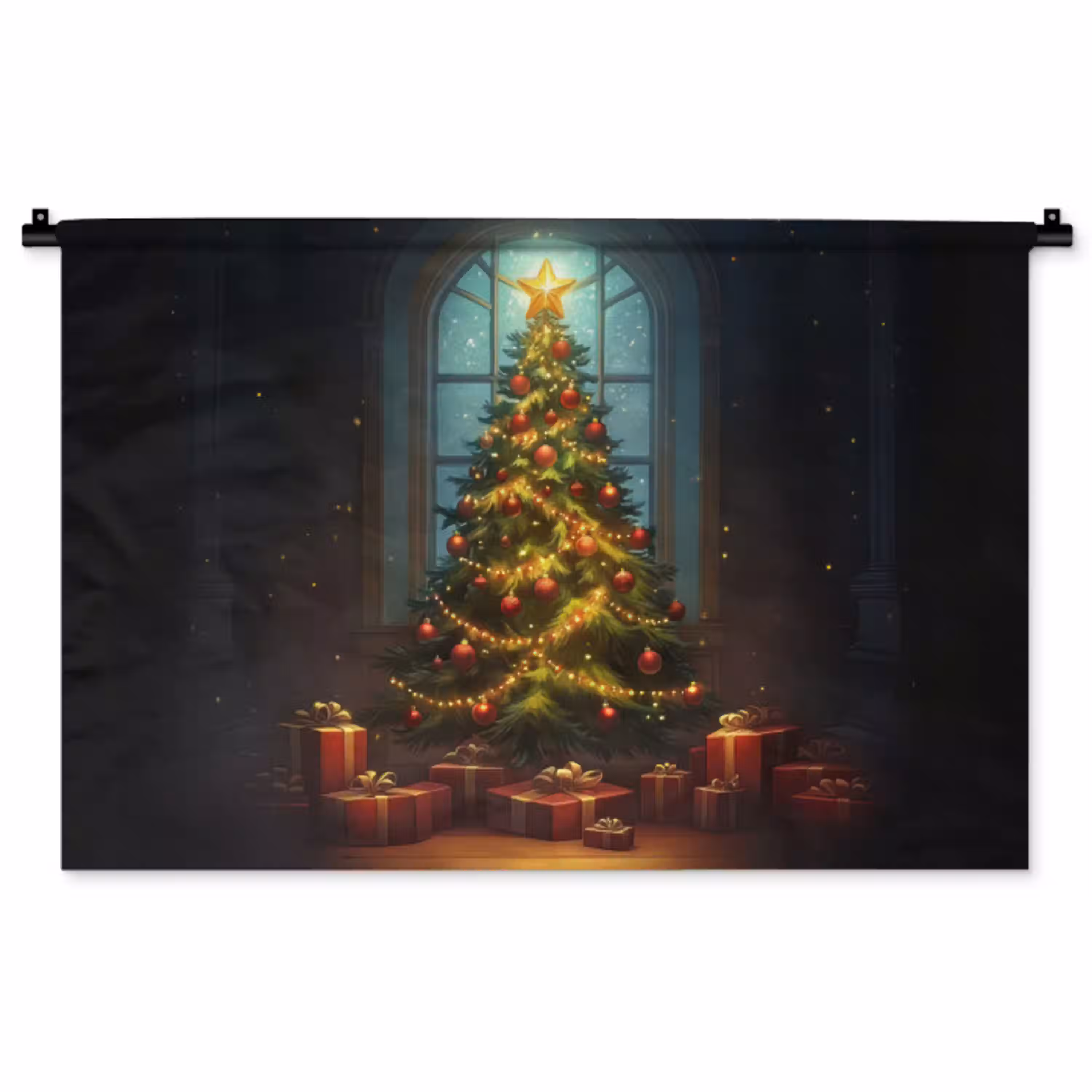 Kerstboom - Cadeau - Kerst - Winter Wandkleed katoen middel -zz3d
