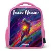 Crossmotor - Neonkleuren - Lijnen - Helm Kinderrugzak - Roze middel -3d