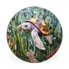 Schildpad - Zeewier - Mozaïek Wandcirkel aluminium klein -3d
