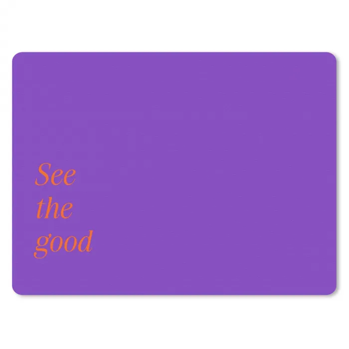See the good - Oranje - Paars muismat rubber klein -3d