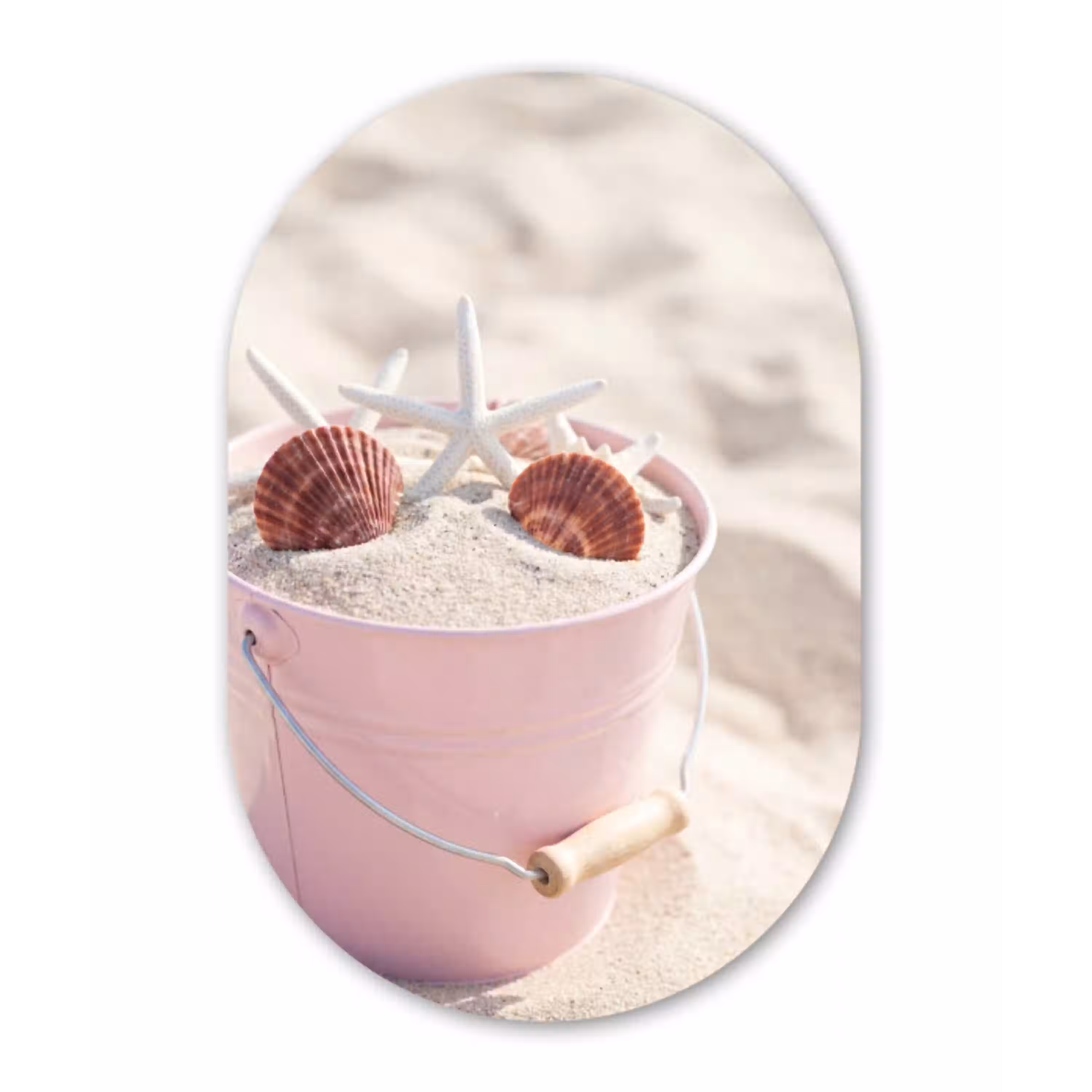Strand - Schelpen - Zomer - Roze - Decoratie Wandcirkel Ovaal Aluminium middel -3d